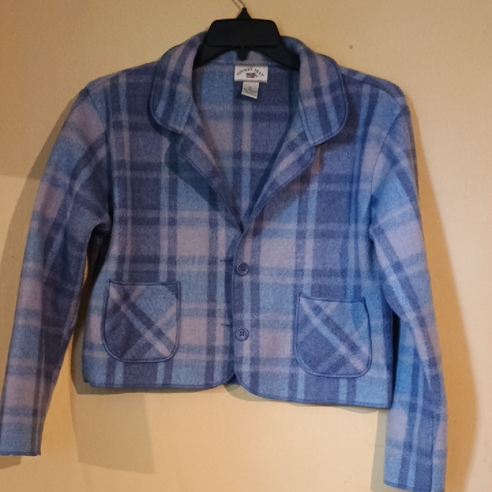 Elegant Blue Plaid Women's Blazer